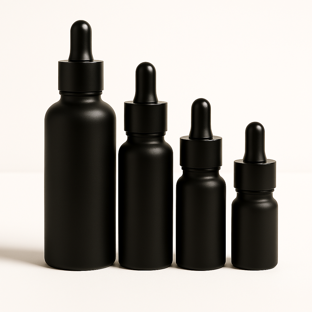matte black serum bottles – 15ml, 20ml, 30ml, 50ml | luxury skincare & cosmetic packaging