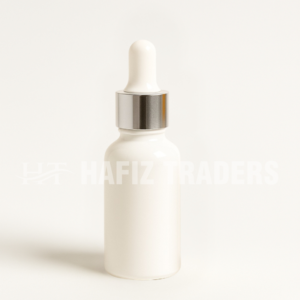 30ml Milky White Serum Bottle with Silver White Cap | Premium Skincare & Cosmetic Packaging