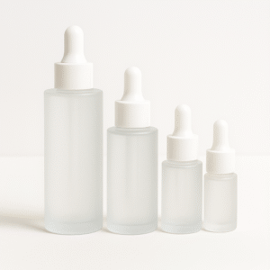 frosted glass serum bottle with white cap – 20ml, 30ml, 50ml & 100ml | premium cosmetic packaging