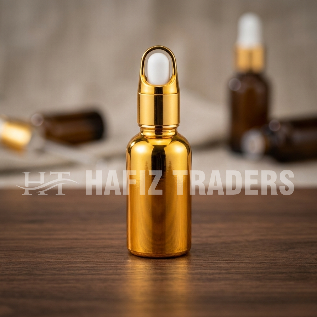 Golden Serum Bottles – 30ml | Luxury Cosmetic Packaging