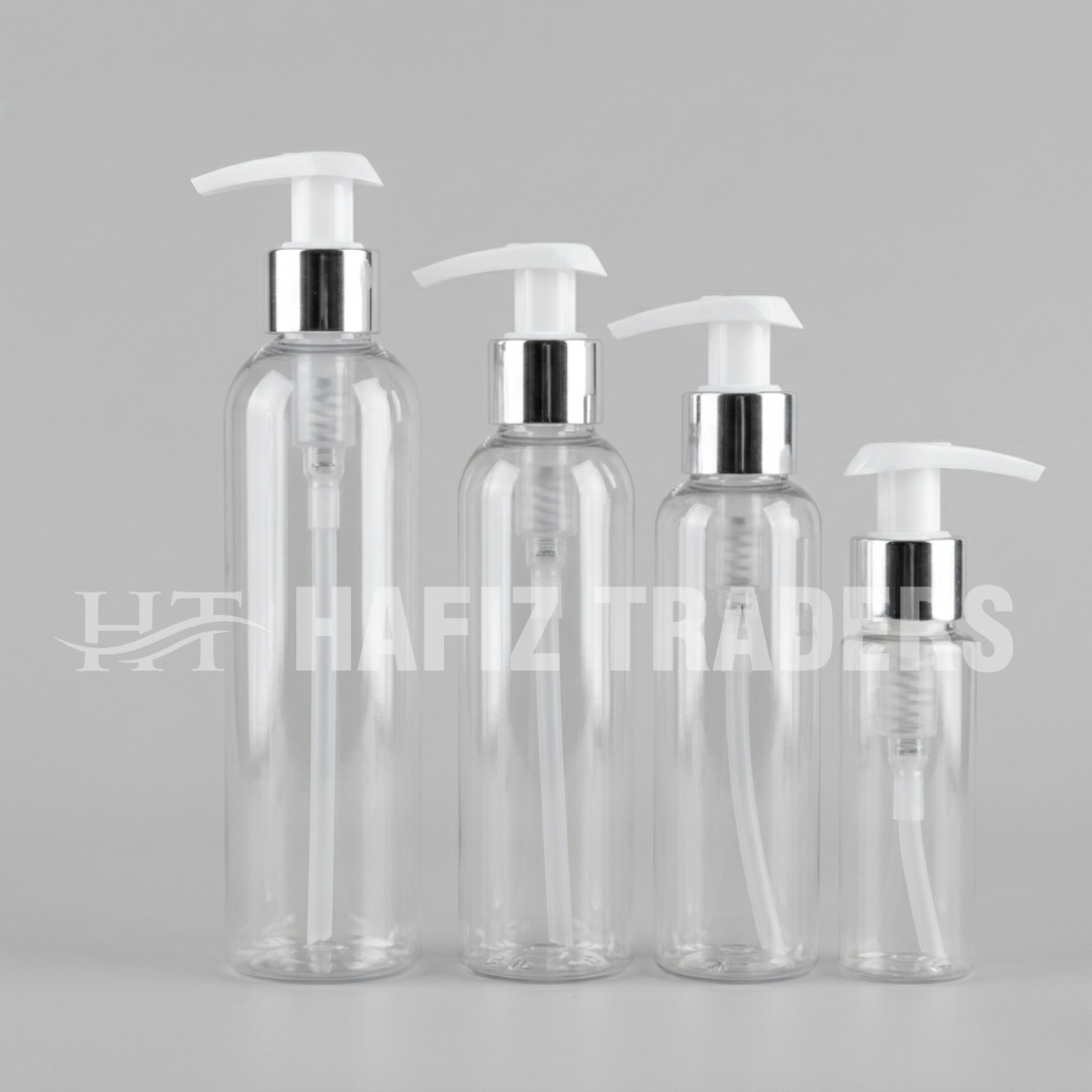 Transparent Oil shampoo and Lotion bottle