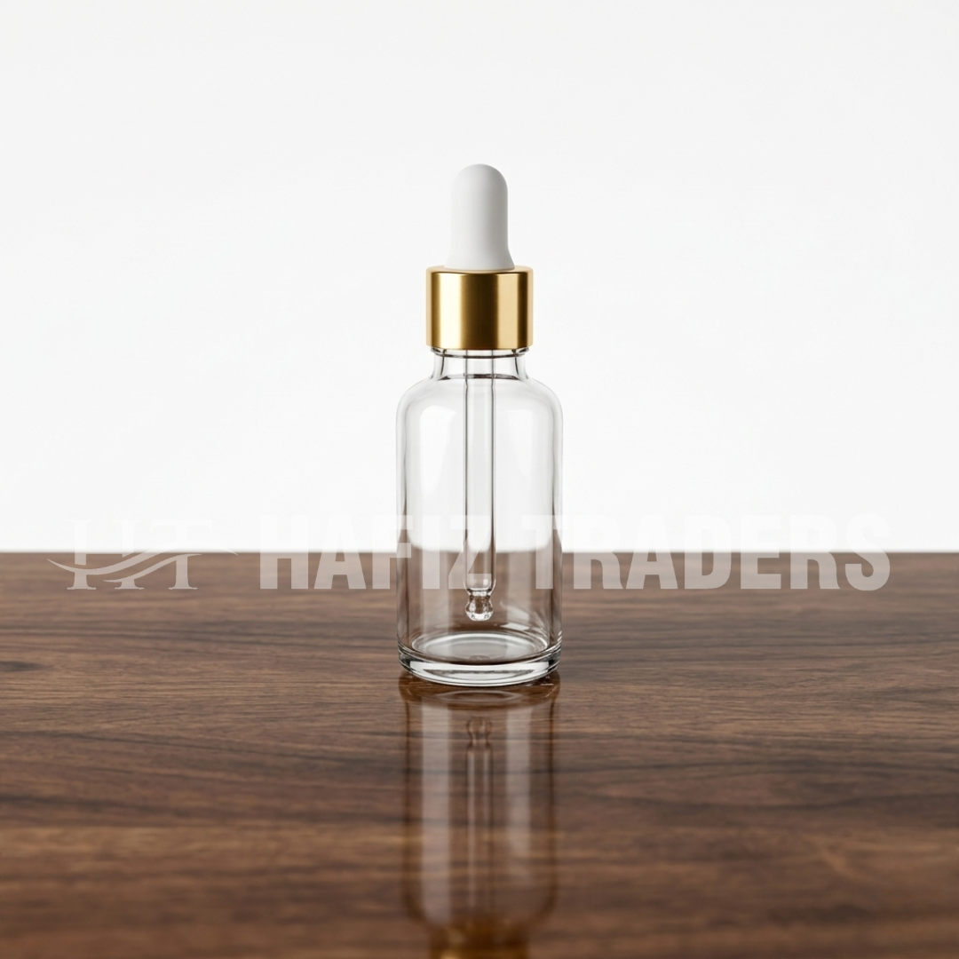 Empty Glass serum bottle with Golden cap