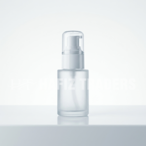 Empty frosted serum bottle with spary pump