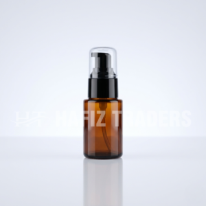 Empty amber serum bottle with spary pump