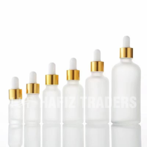 Empty Frosted serum bottle with golden cap