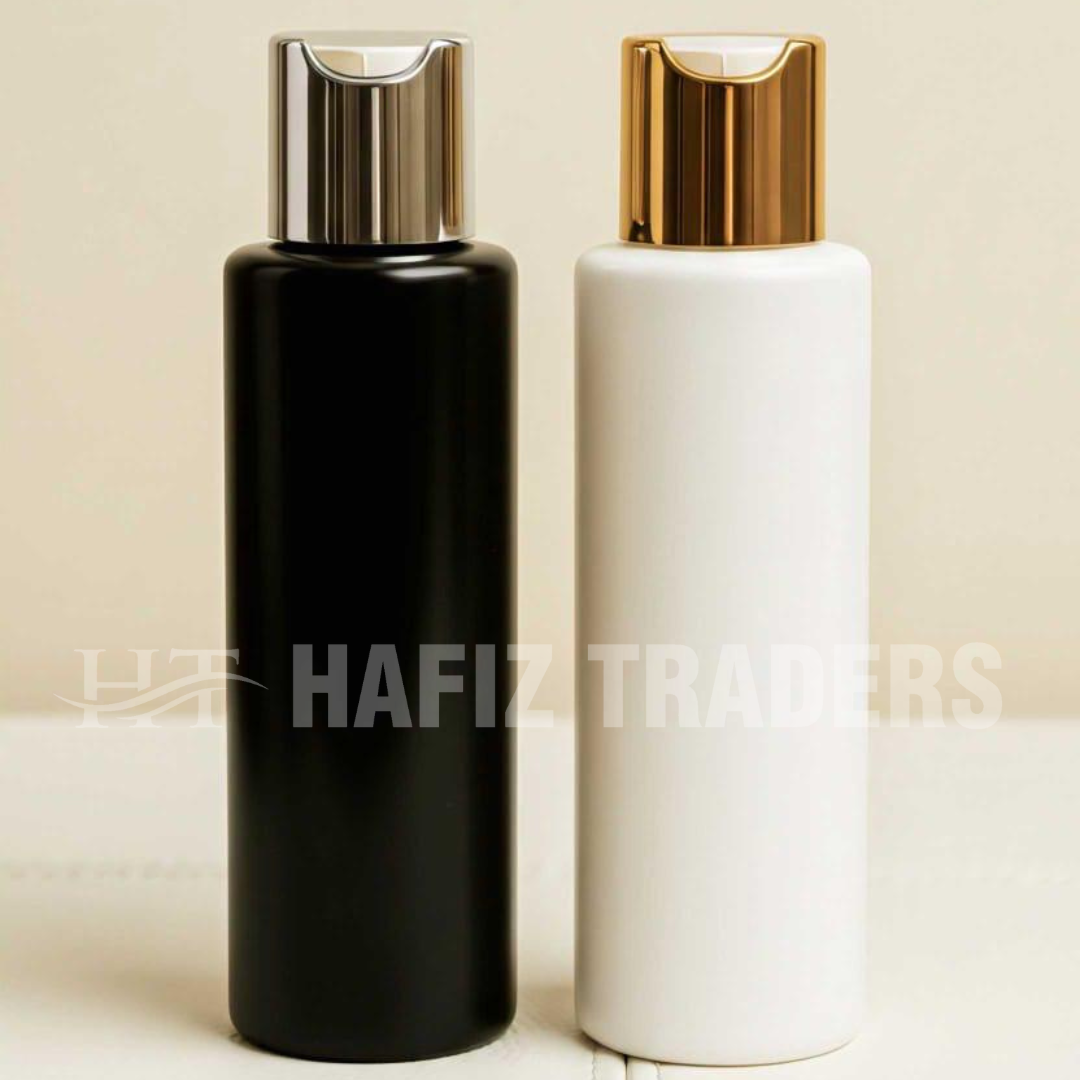 Plastic Shampoo Bottle with Plastic Gold Disc Cap