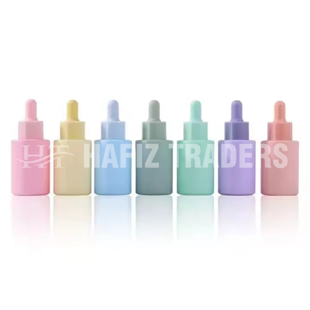 Luxury Cosmetic Skincare Packaging Flat Empty Glass Serum Dropper Bottle Essential Oil Bottle Pipette Serum Bottle