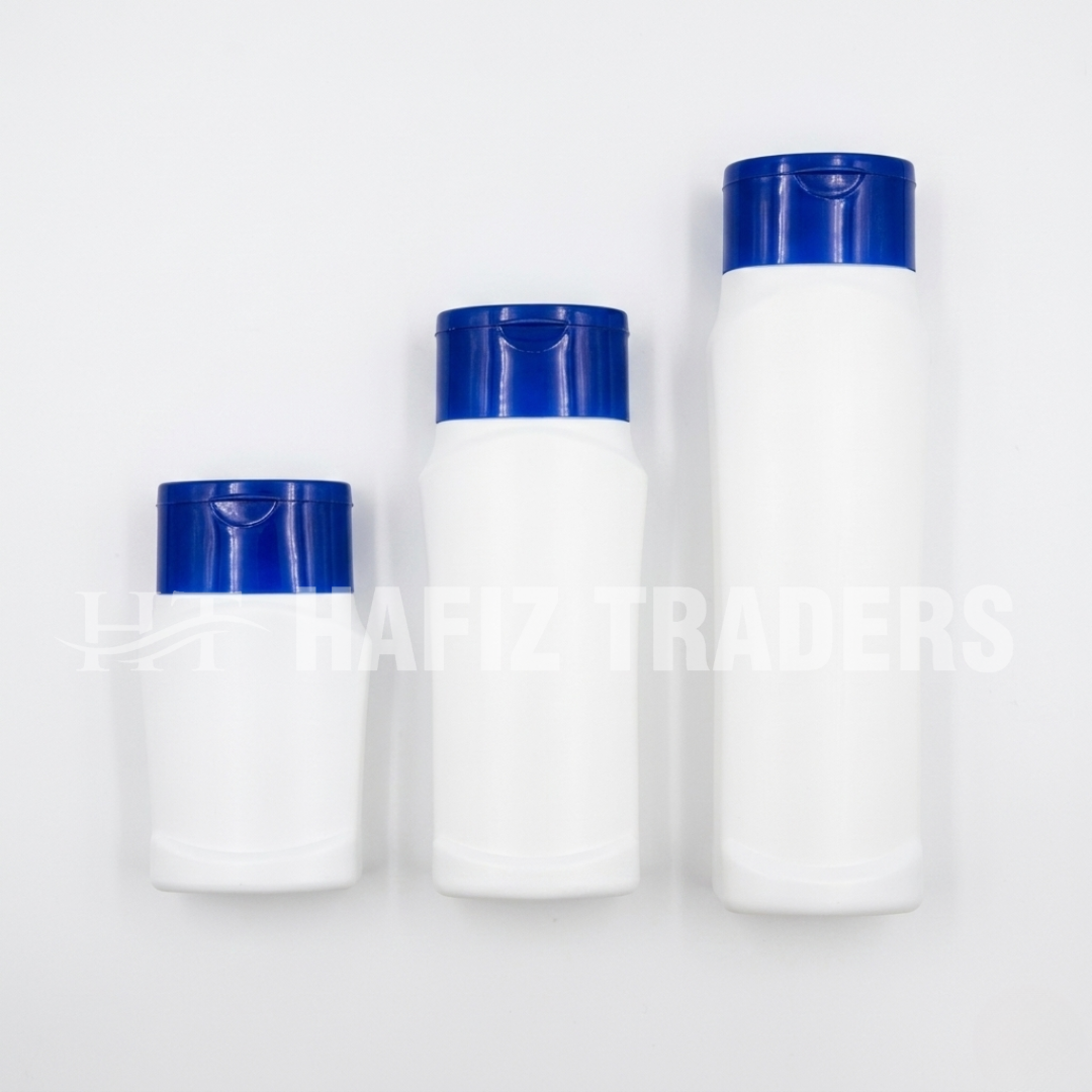 Empty Plastic Bottles with Blue Flip-Top Caps