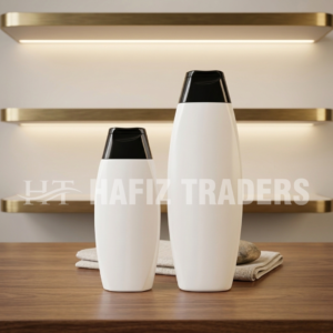 Empty Cosmetic Bottles (White with Black Caps)