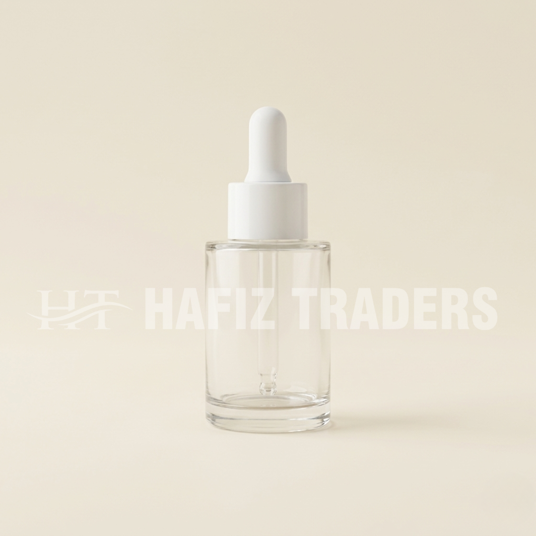 Empaty Clear Glass Serum Bottle With white cap
